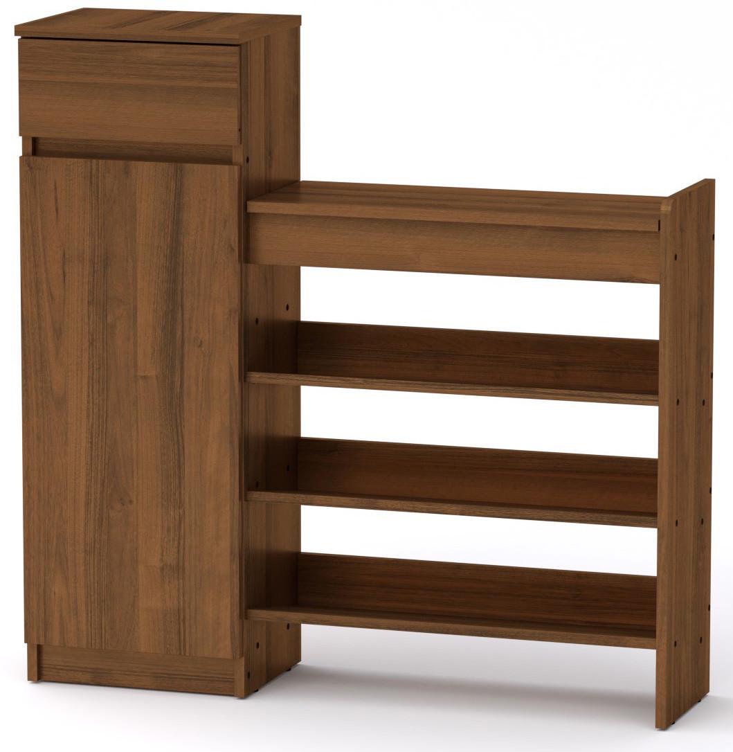 Тумба під взуття Компаніт SC-16 100х28х100 см Горіх екко (28495439) - фото 1 Тумба під взуття Компаніт SC-16 100х28х100 см Горіх екко (28495439) - фото 1