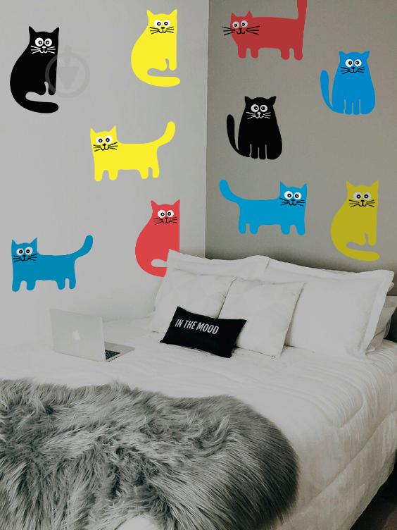 Наклейка виниловая Zatarga набор коты 1 39х45 см Разноцветный (Z180036)