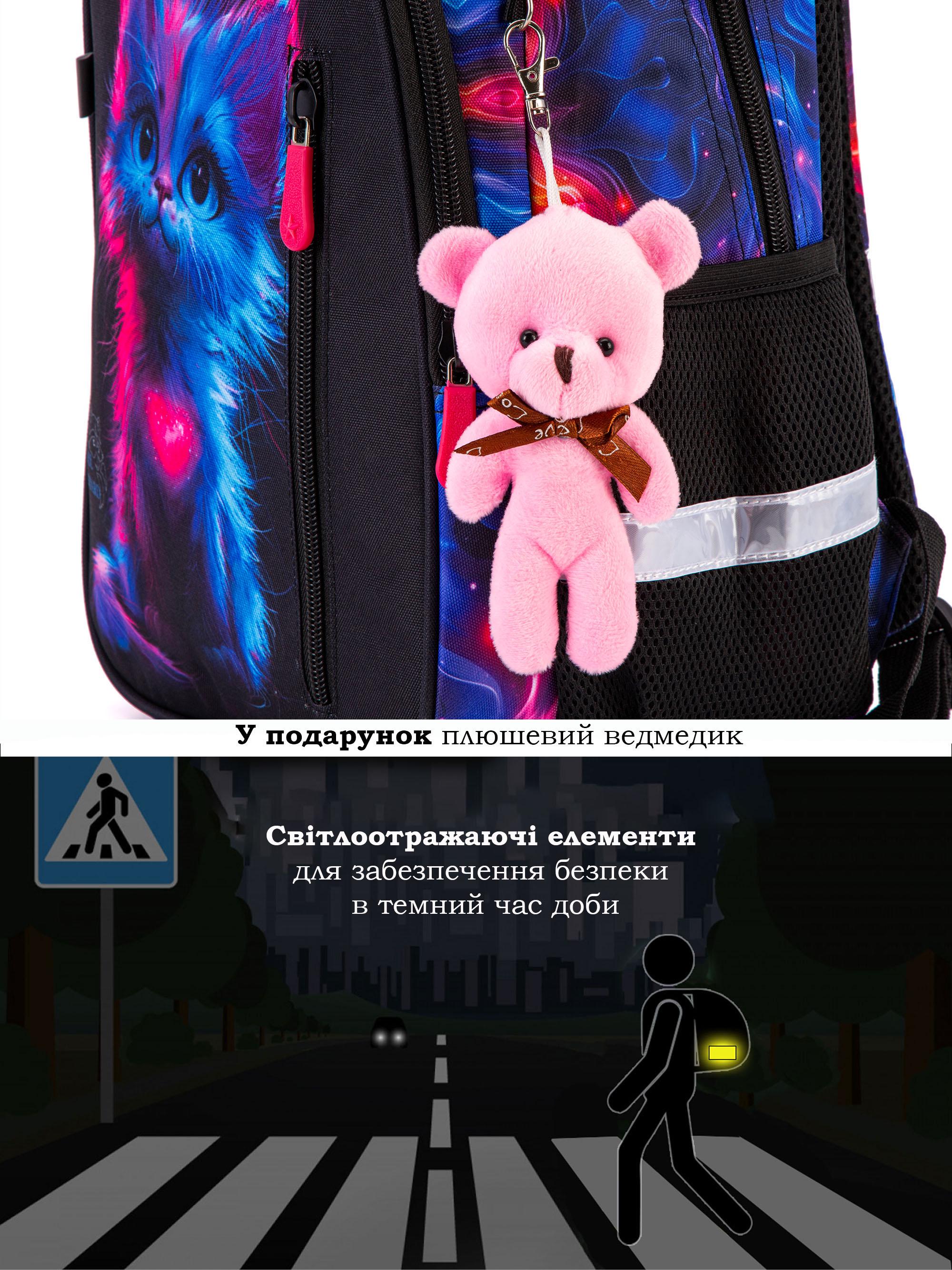 Школьный рюкзак для девочки School Standard Котик для начальной школы 38х28х16 см (160-8) - фото 7 Школьный рюкзак для девочки School Standard Котик для начальной школы 38х28х16 см (160-8) - фото 7