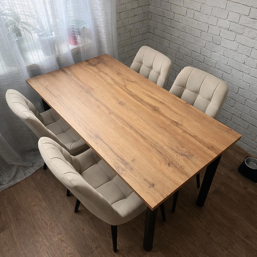 Стол обеденный SmartShop Loft с металлическими ножками с регулировкой высоты 1200x680x730 мм Дуб Крафт Золотой (31912658)