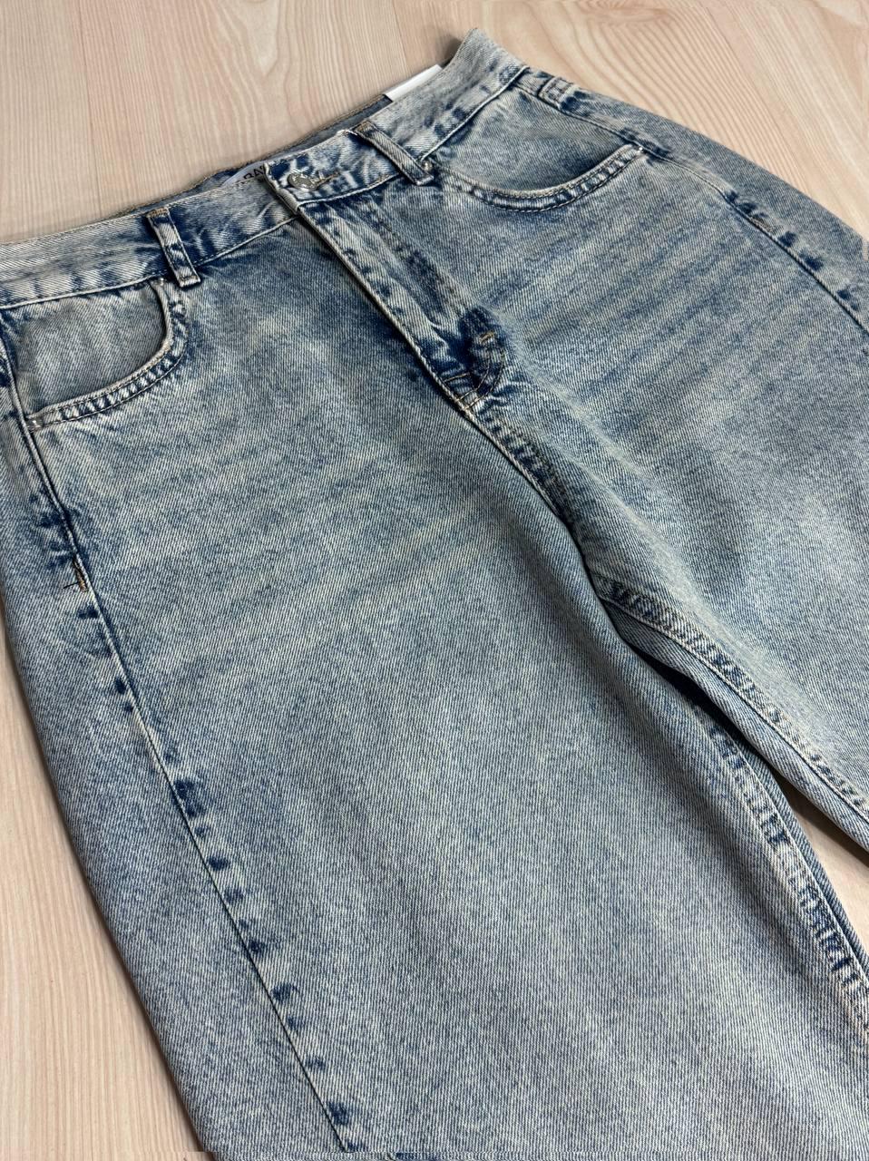 Джинси жіночі ITS Basic 3055 LOOSE FIT косий шов розріз знизу прямі р. 36 Сіро-зелений (1408) - фото 5