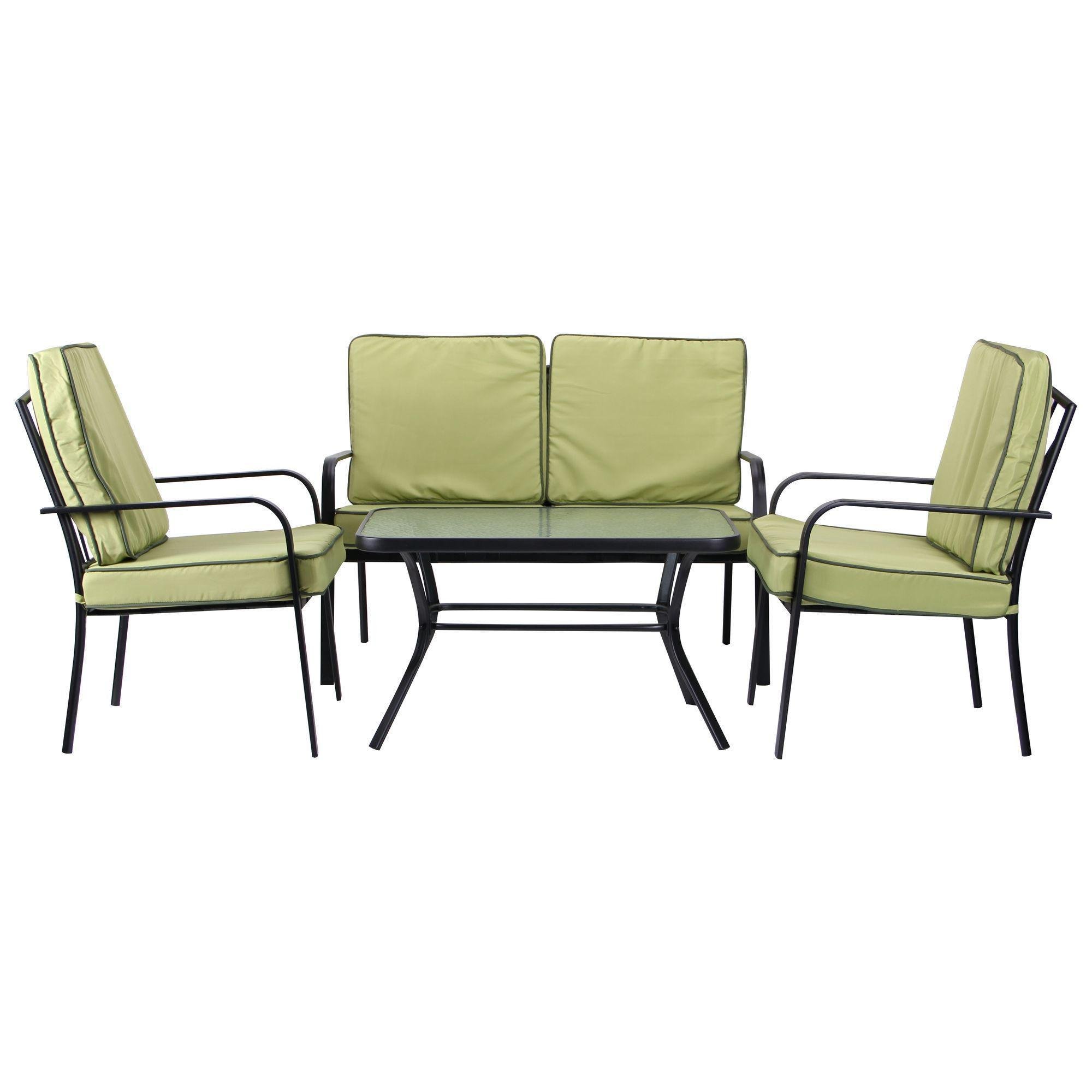 Комплект садовая мебель AMF Veracruz закаленное стекло Черный/Салатовый