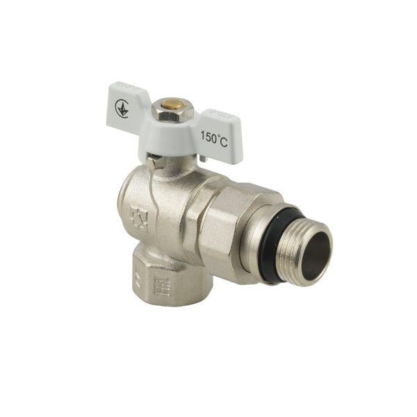 Кран кульовий з американкою кутовий Raftec PN40 ВЗ 1' з антипротіканням метелик White (WRBS-3)