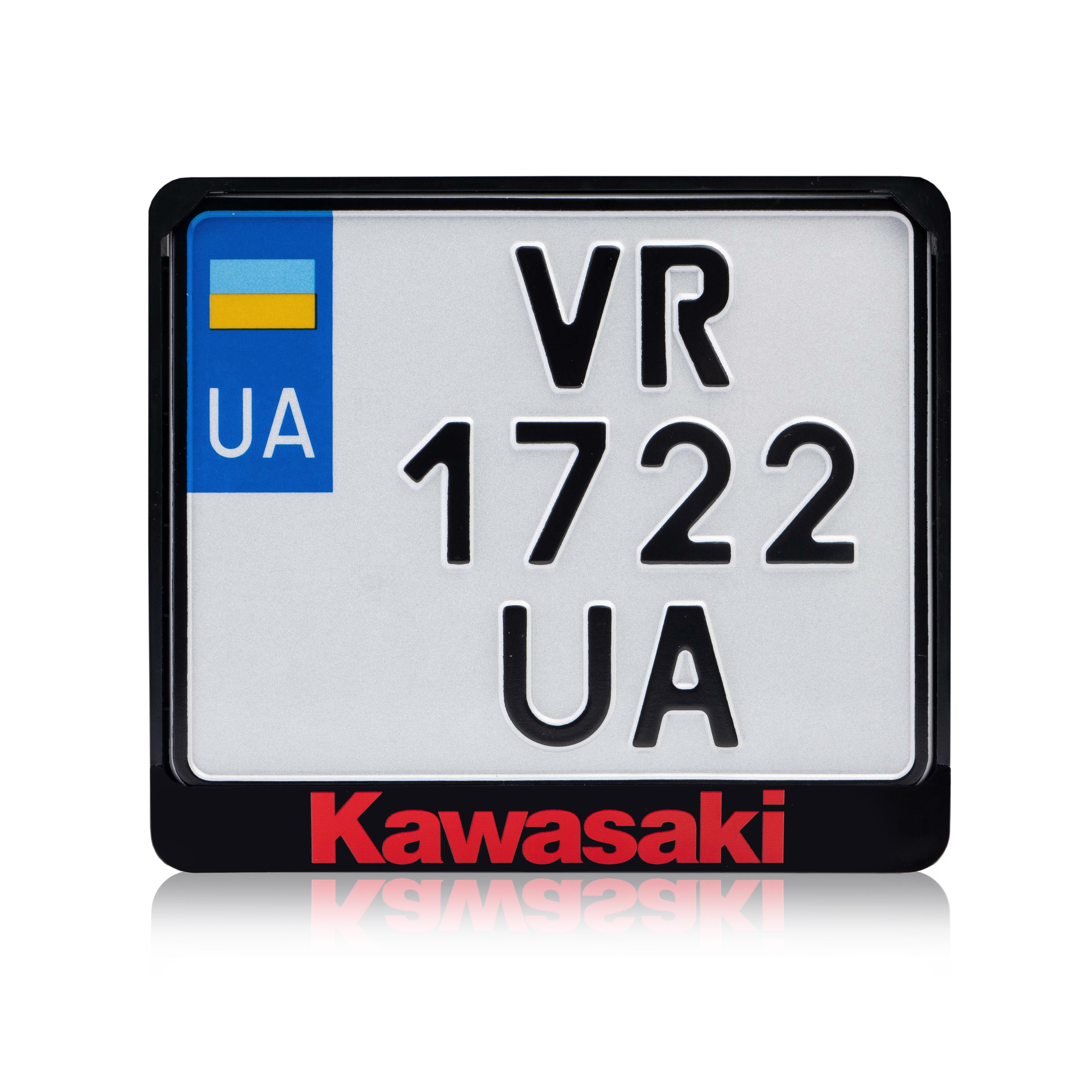 Рамка для мотоциклетного номера "Kawasaki" 174х220 мм Черный/Красный (VH-ABS1722KW4R)