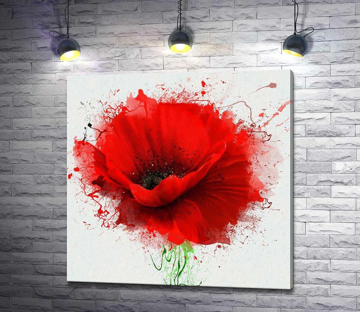 Картина ArtPoster Яркие брызги краски на силуэте нежного мака 100x100 см Модуль №1 (003263) Картина ArtPoster Яркие брызги краски на силуэте нежного мака 100x100 см Модуль №1 (003263)