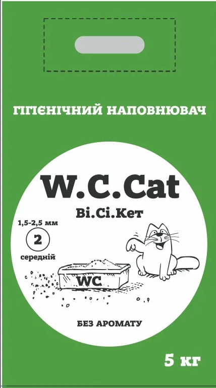 Наповнювач для лотків W.C.Cat бентонітовий середній 1,5-2,5 мм (23667470)