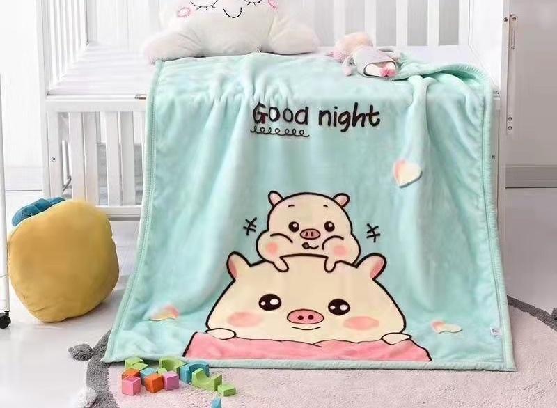 Плед детский Cotton home Good night 110х140 см двойной велсофт СН-1282-50-10 Зеленый (DR0140 см71)