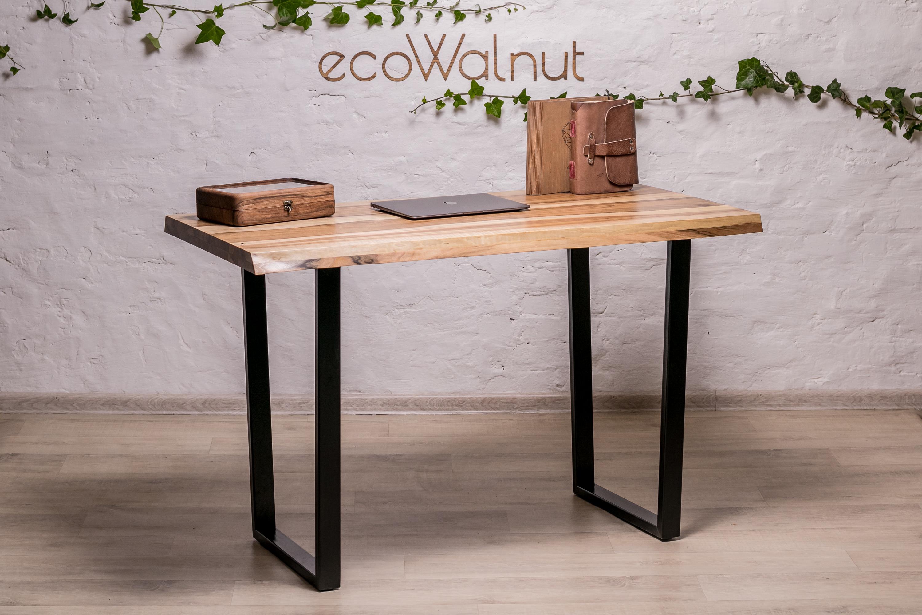 Стіл кухонний офісний EcoWalnut з живими краями в стилі лофт M (Горіх EF-4.1) - фото 6