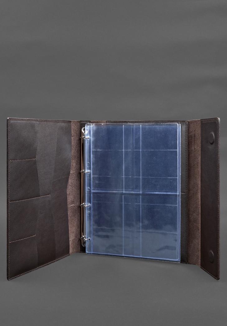 Шкіряна папка для документів сімейна на сегрегаторі з файлами А4 Темно-коричневий (A-028607) - фото 2 Шкіряна папка для документів сімейна на сегрегаторі з файлами А4 Темно-коричневий (A-028607) - фото 2