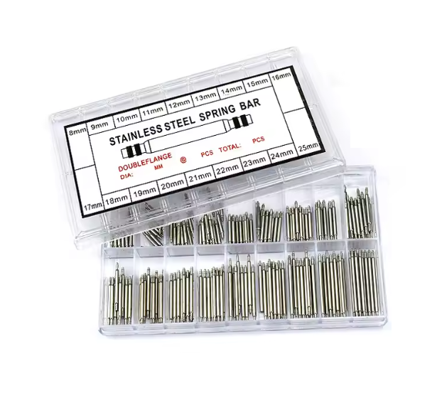 Набор пружинных штифтов шпилек для ремонта ремешков часов 270 шт. в кейсе 1,5 мм 8-25 мм сталь (500270)