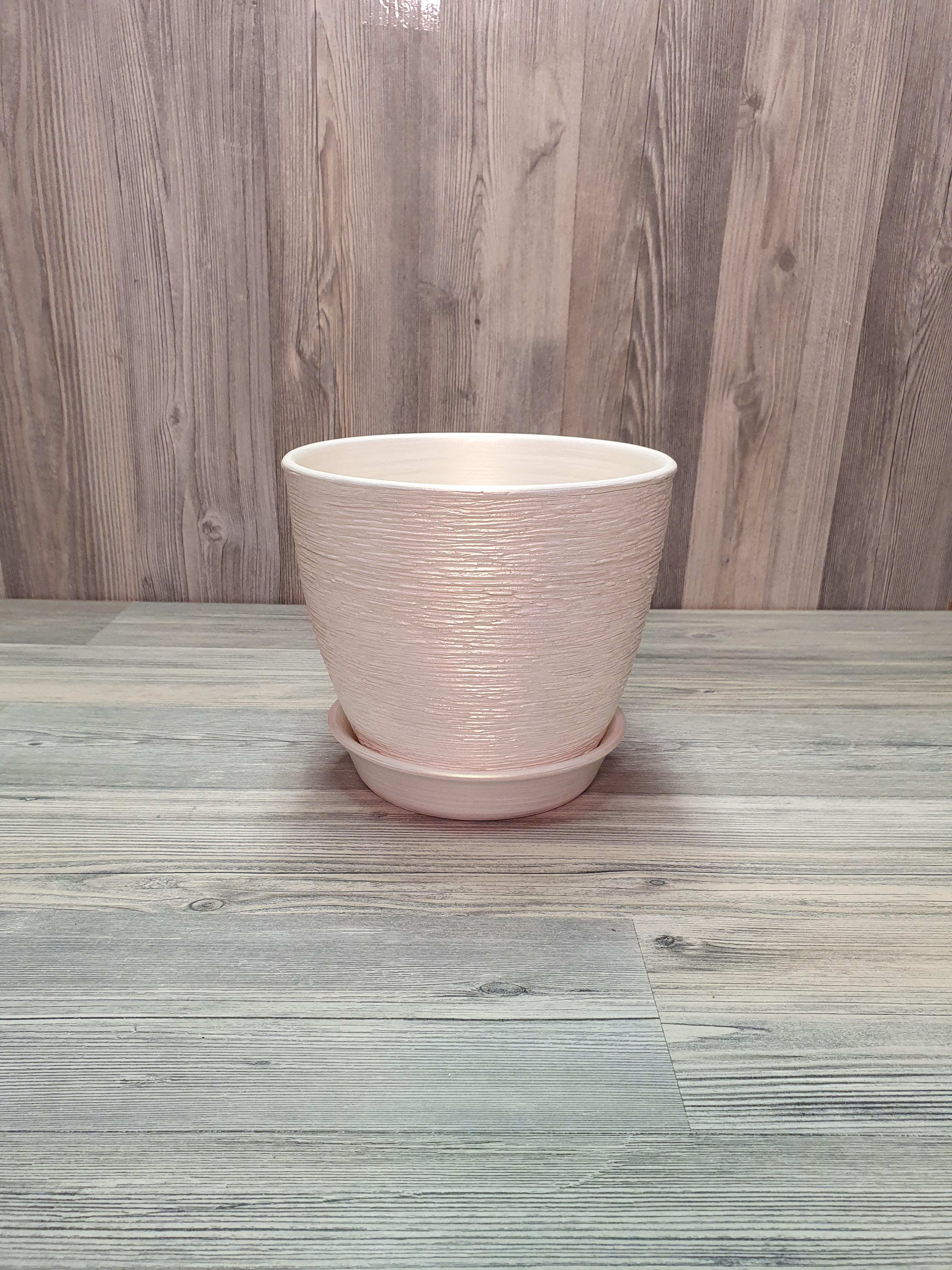 Горщик для рослин з піддоном 2 л Біло-золотий (5262) - фото 4 Горщик для рослин з піддоном 2 л Біло-золотий (5262) - фото 4