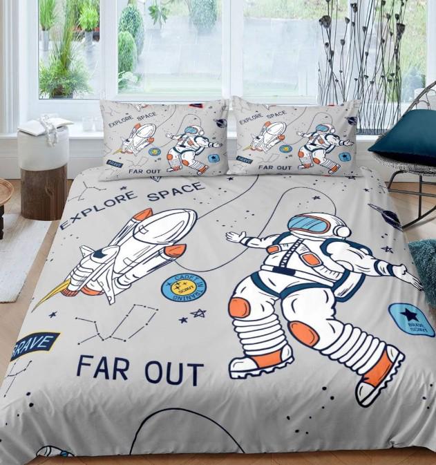Комплект постельного белья детский с летним одеялом Laura Grand Космонефти котон полуторный (2930842304)