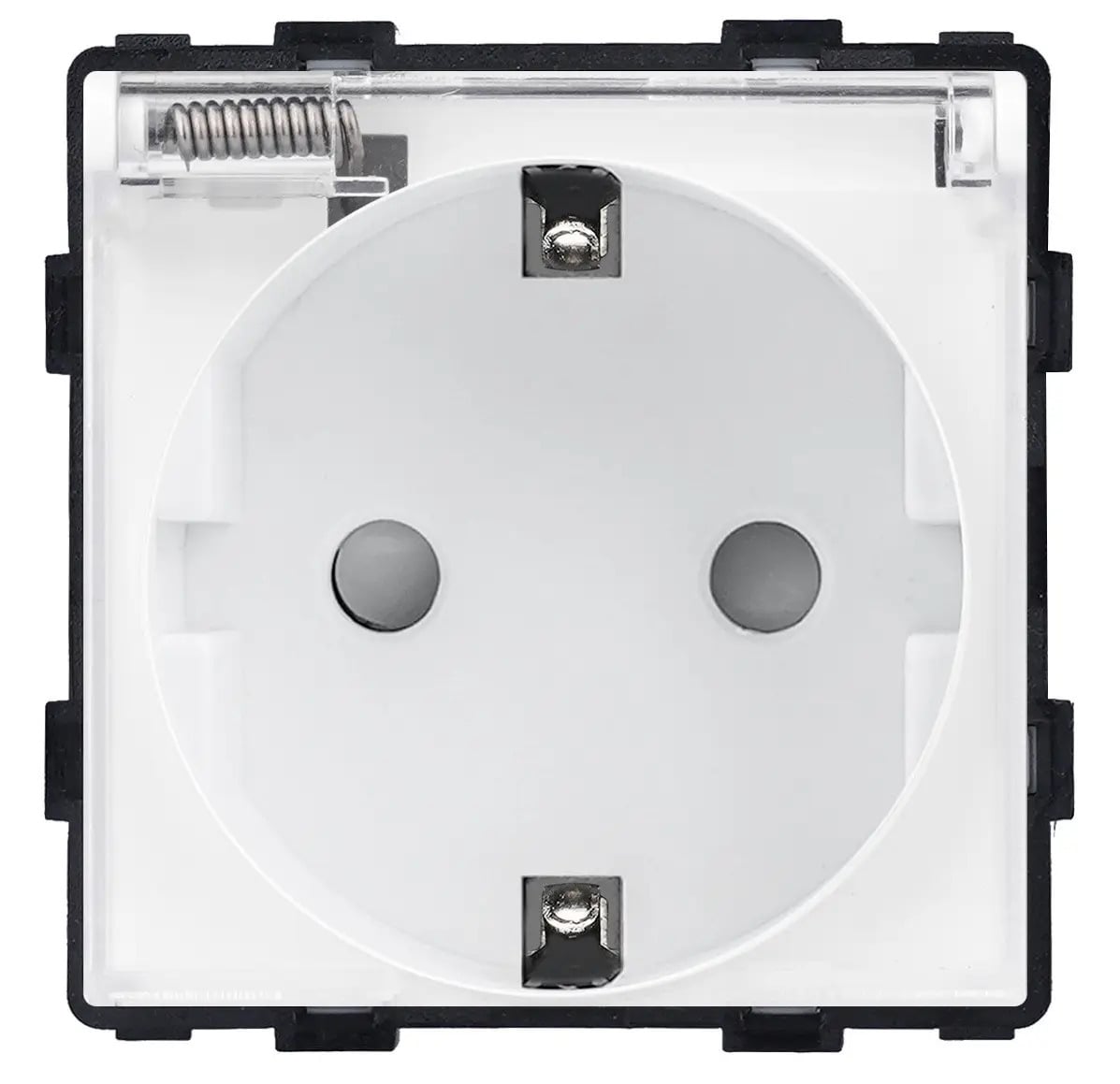Розетка настенная LUXION с крышкой IP44 с заземлением/шторками дизайнерская 250В 16А Белый (LX-86-M1FWP-WT)