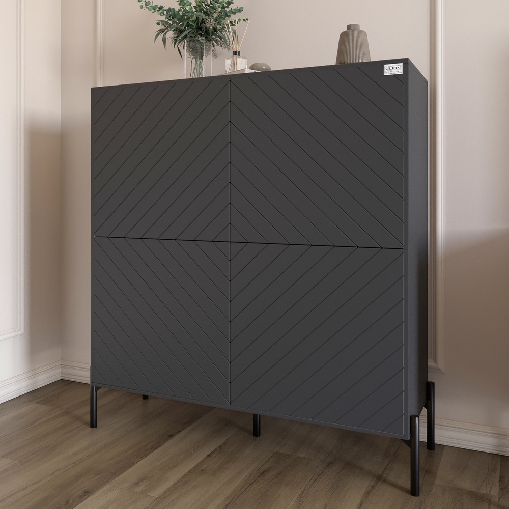 Комод-пенал Lion Амарант 114x40x126,5 см Антрацит/Графитовый (LION-042019)