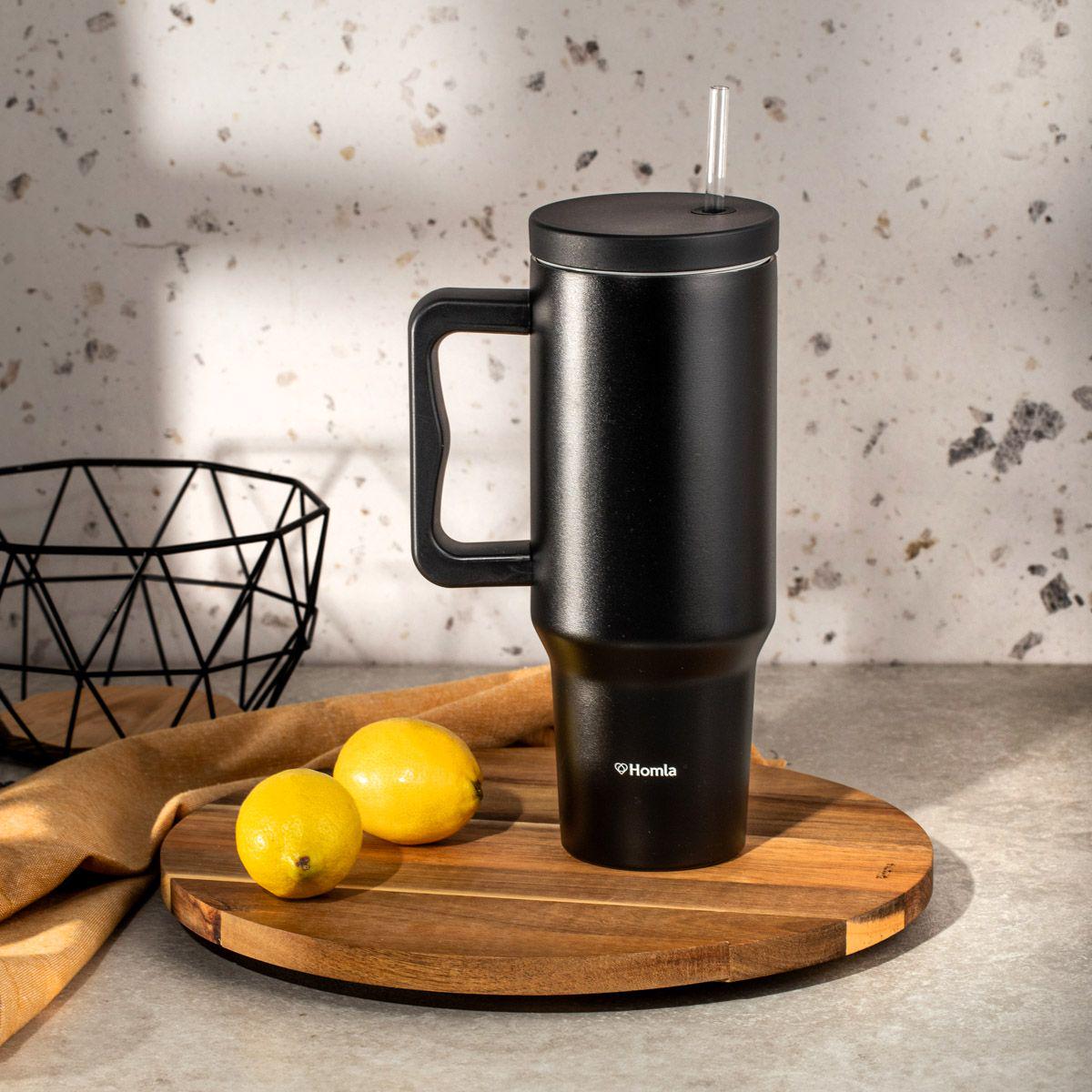 Термокружка с трубочкой Homla LUZZY 1,2 л Черный (234112) - фото 7