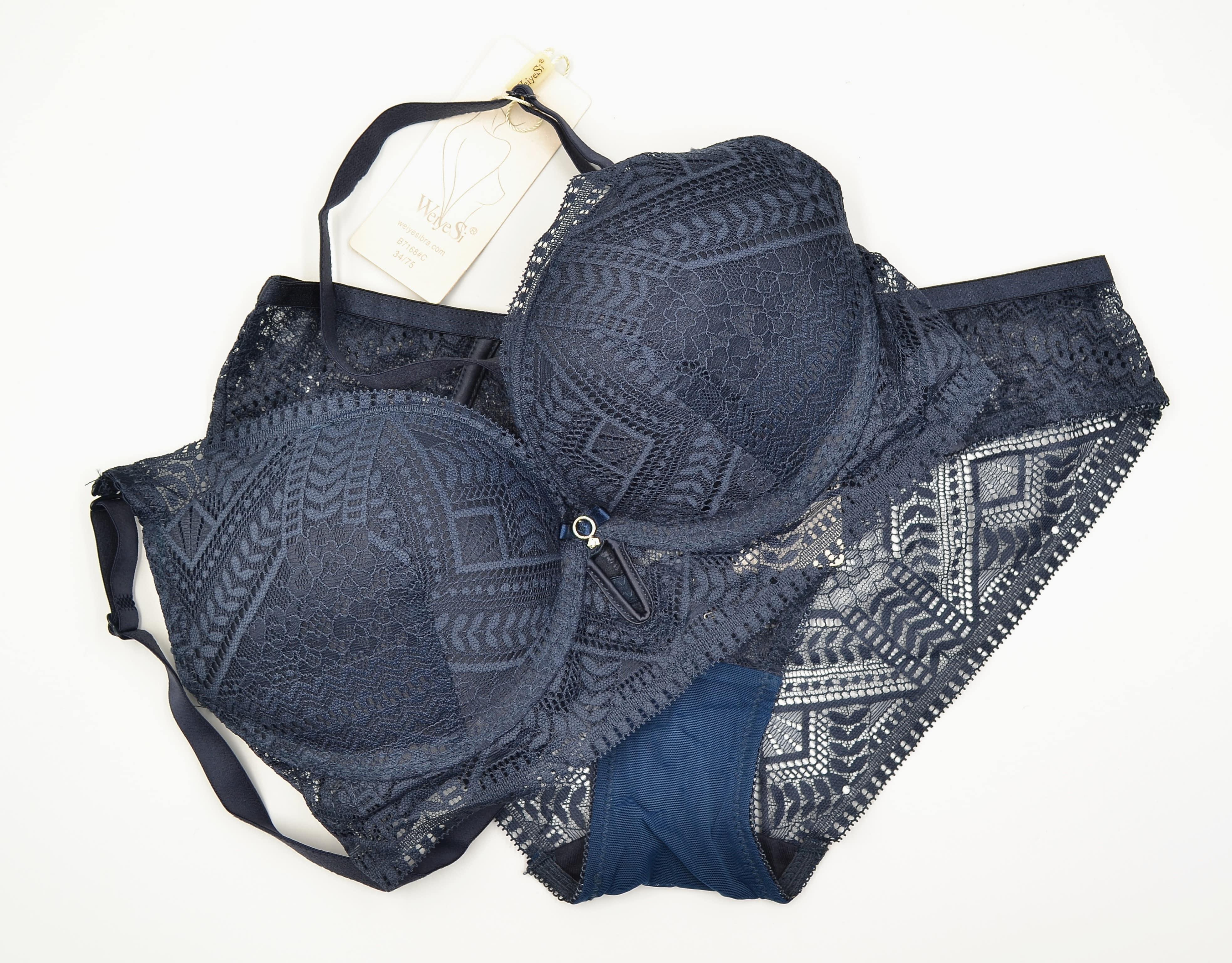 Комплект белья женский чашка C Weiyesi Push up 7168, 90C Синий