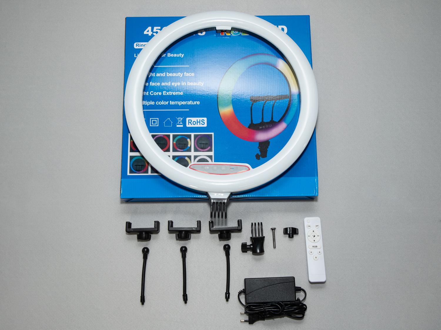 Кольцевая лампа RGB селфи лампа с пультом без штатива 220 В RGB 45 см (SL-18RGB) - фото 4 Кольцевая лампа RGB селфи лампа с пультом без штатива 220 В RGB 45 см (SL-18RGB) - фото 4