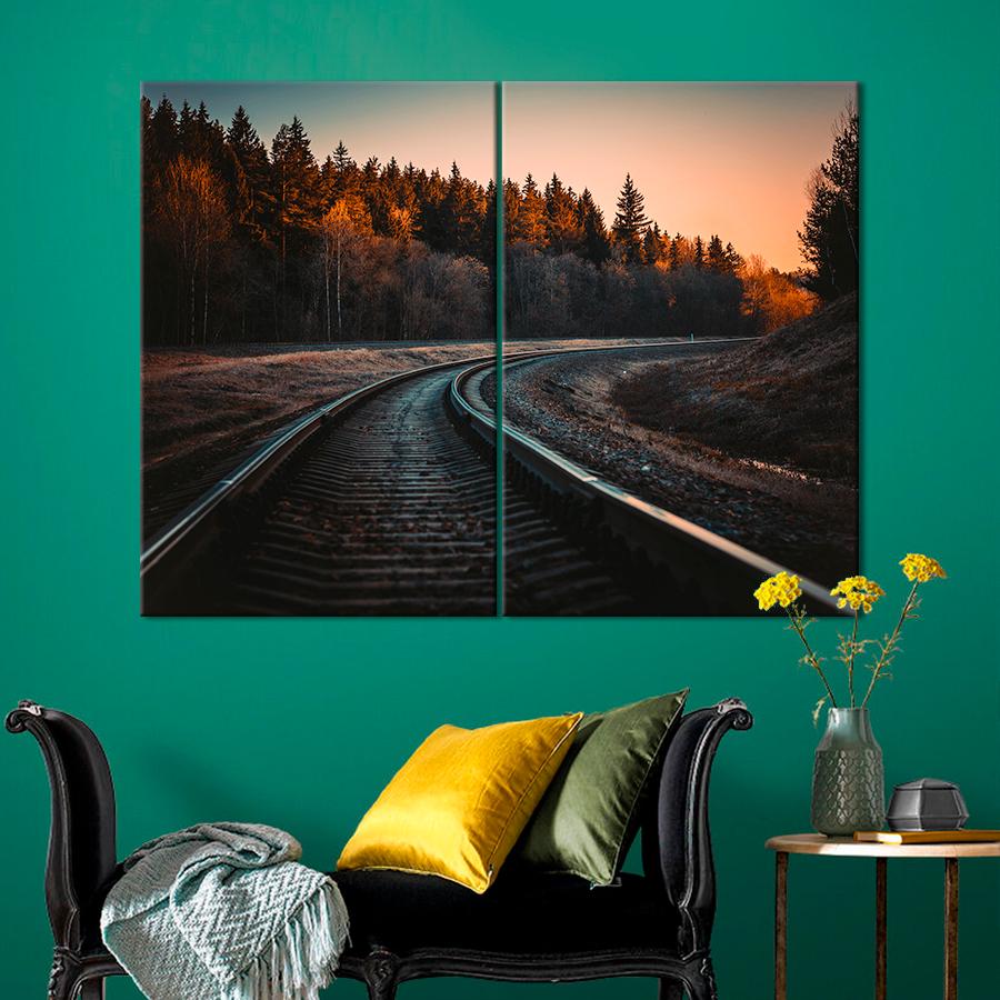 Картина природа Рельсы в лесу 71x51 см (A1100-2)