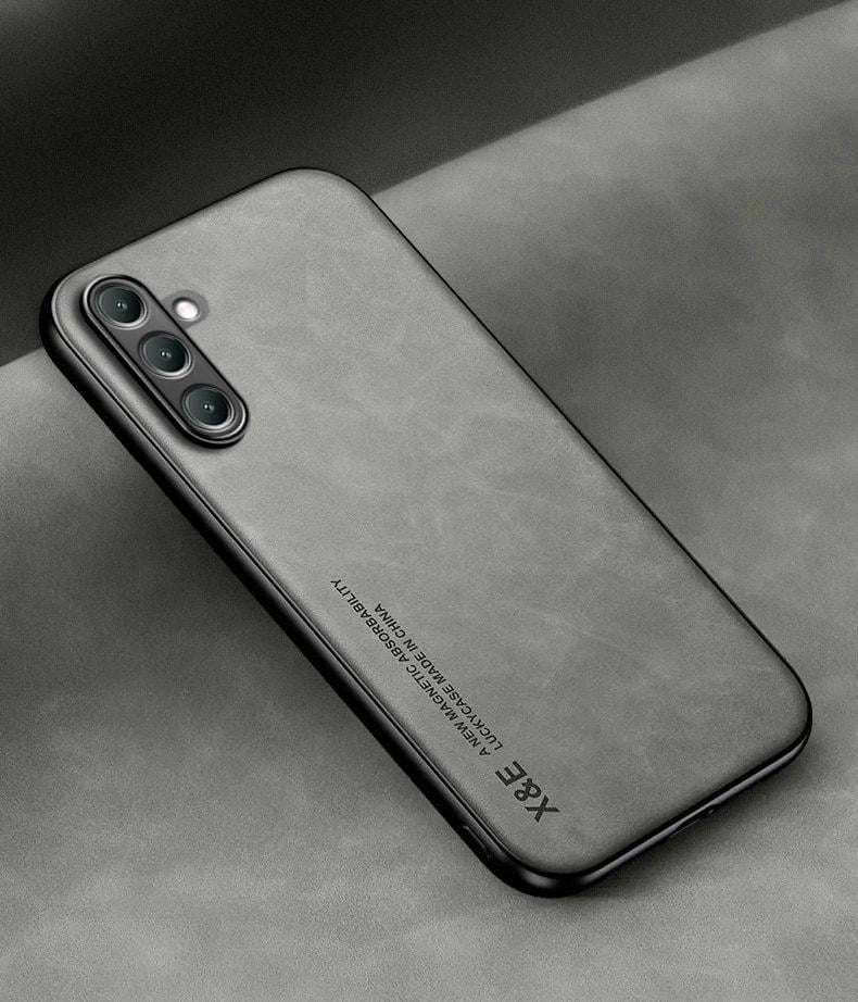Кожаный чехол XnE Samsung Galaxy M15 5G M156 с металлической вставкой Grey (38238-33) Кожаный чехол XnE Samsung Galaxy M15 5G M156 с металлической вставкой Grey (38238-33)