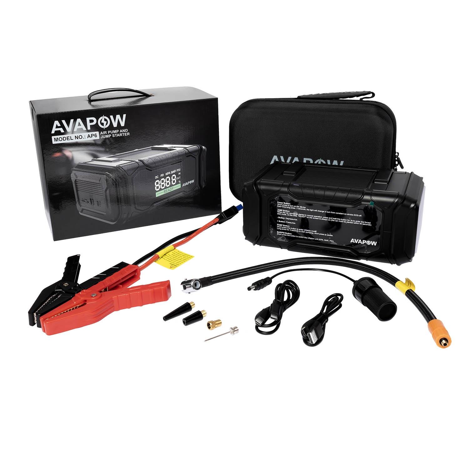 Пусковий пристрій Jump Starter AVAPOW з компресором для авто AP6 4000A 74,0Wh/20000mAh (21529886) - фото 2