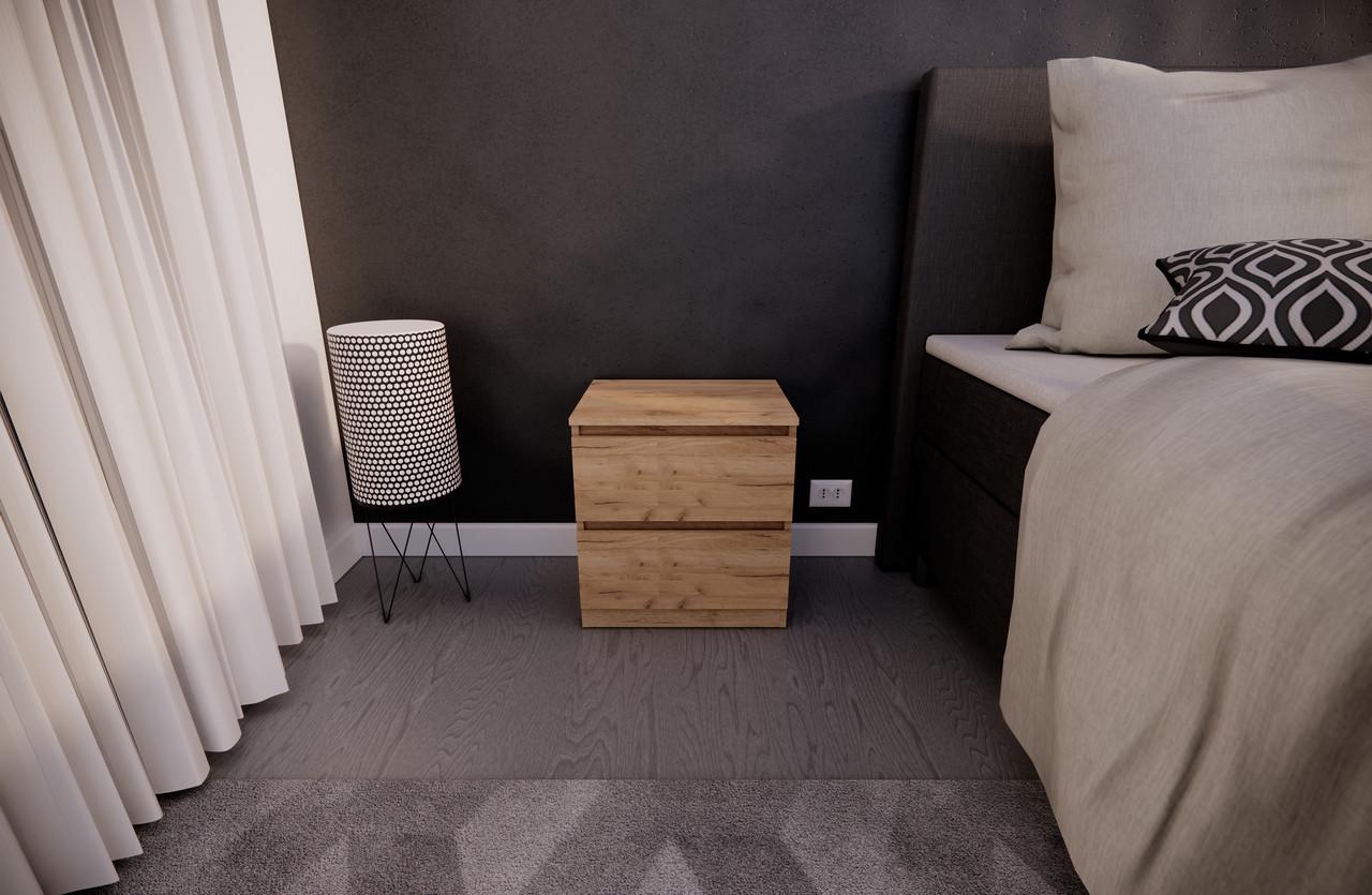 Тумба приліжкова MEBEX на 2 шухляди 50х40х54,4 см Дуб Крафт (VS2B500DC) - фото 1