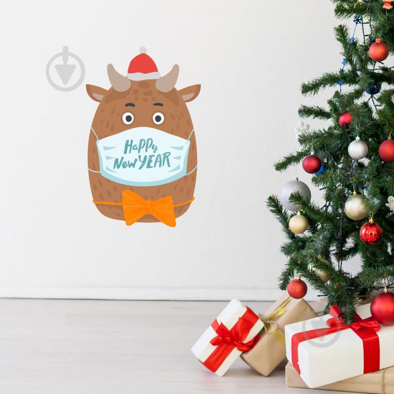 Новогодняя виниловая наклейка Карантино-Бык 650х1020 мм