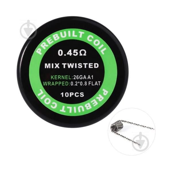 Комплект спиралей PREBUILT Mix Twisted Coil 0.45 10 шт Ом (bs062-hbr)