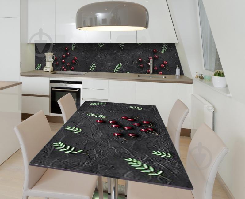 Наклейка 3Д виниловая на стол Zatarga «Черешня на камне» 650х1200 мм для домов, квартир, столов, кофейн, кафе