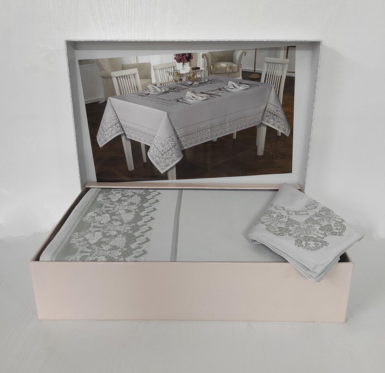 Скатерть Maison D'or Set 160x270 + 6 шт. салфеток Palmer Gri (CN10756)