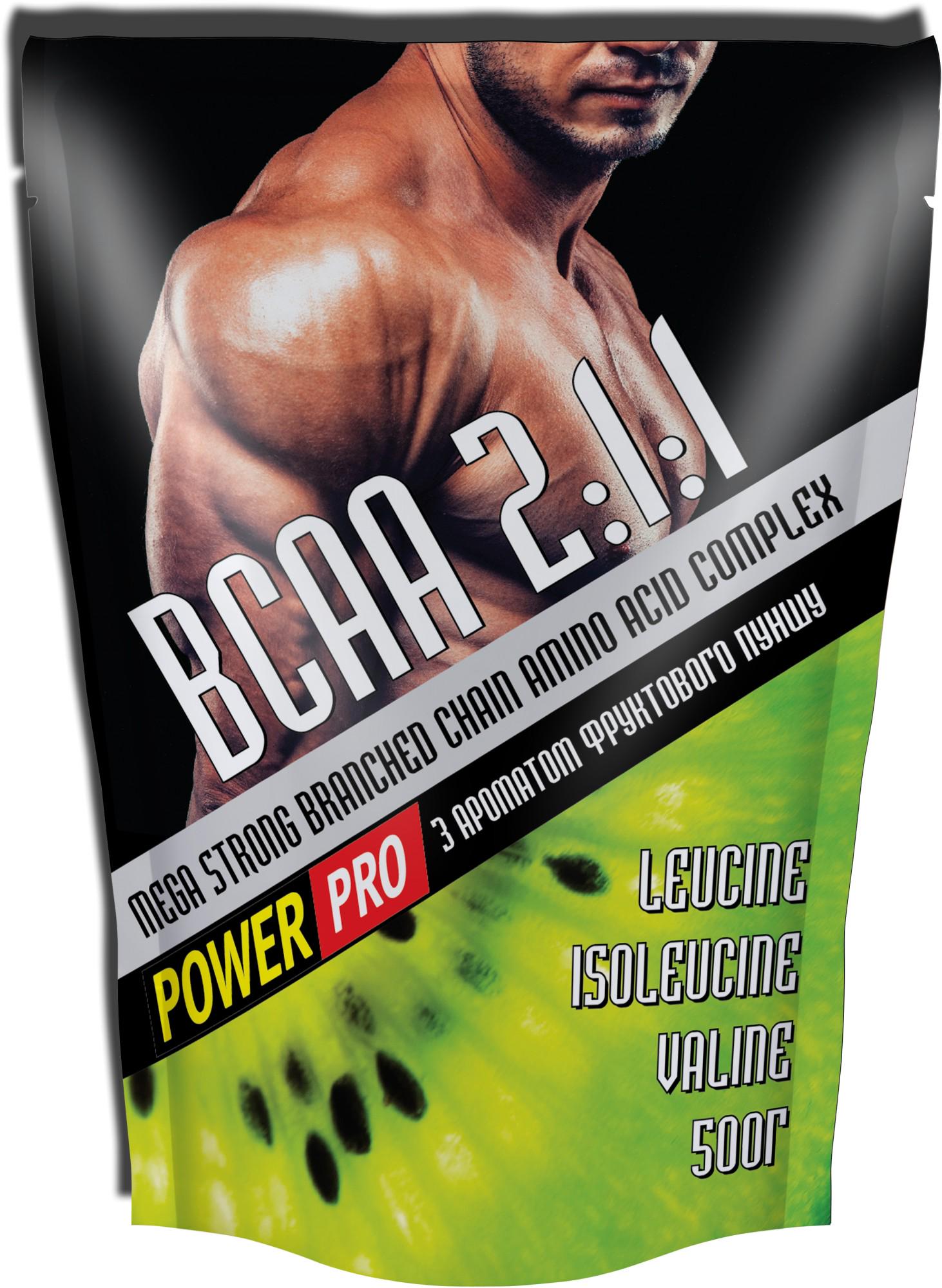 Аминокислота Power Pro BCAA Mega Strong 2:1:1 фруктовый пунш 500 г
