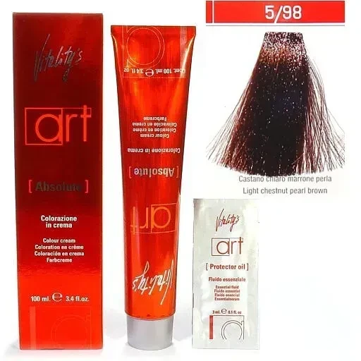 Крем-краска для волос с масляным коктейлем Vitality’s Art Absolute Hair Color Cream 5/98 Жемчужно-шоколадный светлый шатен 100 мл