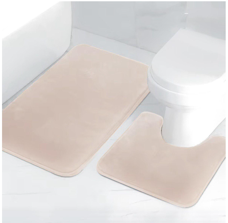 Набор ковриков в ванную и туалет Smooth Premium Memory Foam 2в1 80х50/60х50 см Бежевый (NK2in1Smooth0004) - фото 1 Набор ковриков в ванную и туалет Smooth Premium Memory Foam 2в1 80х50/60х50 см Бежевый (NK2in1Smooth0004) - фото 1