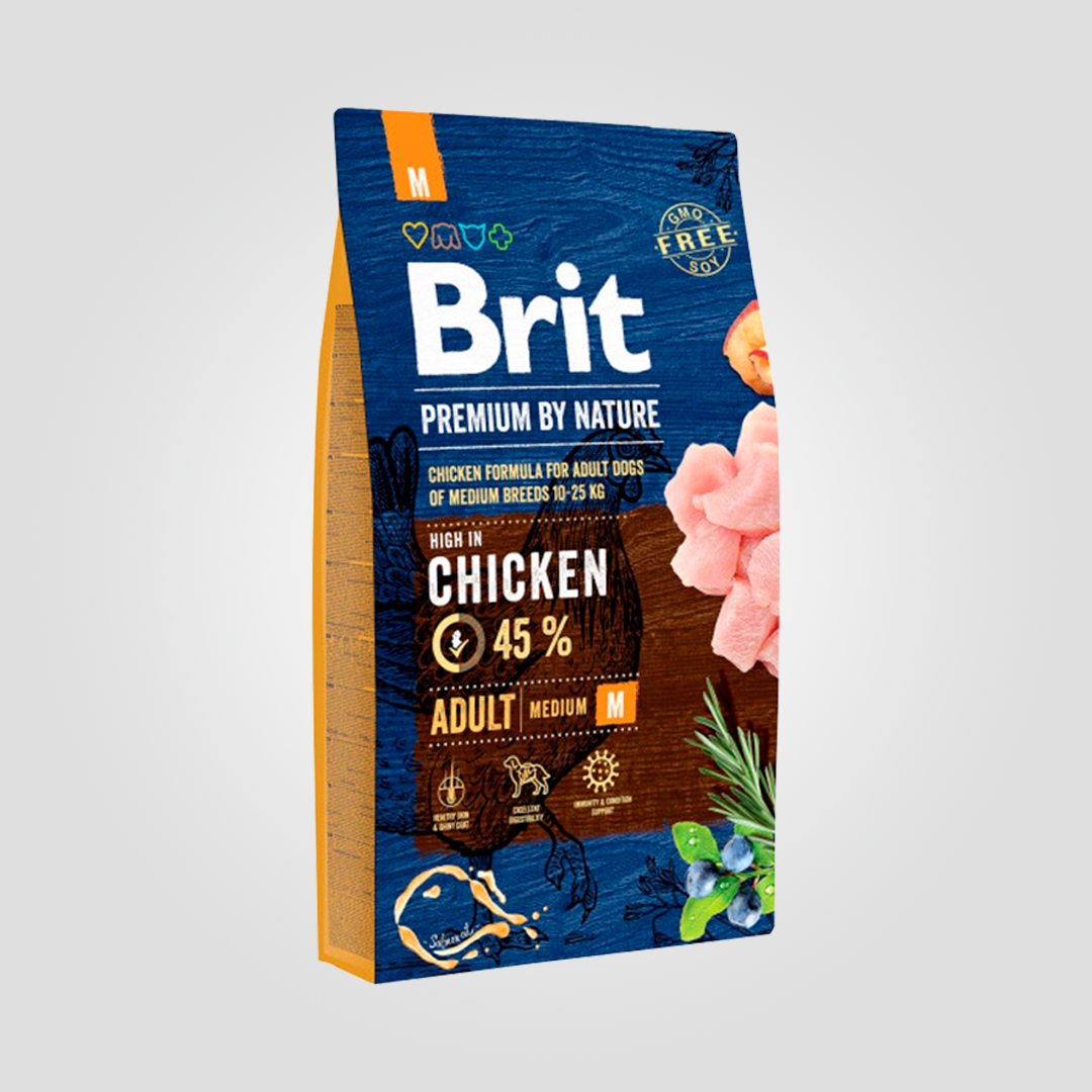 Корм сухой Brit Premium Junior M для взрослых собак средних пород с курицей 15 кг (20503043)
