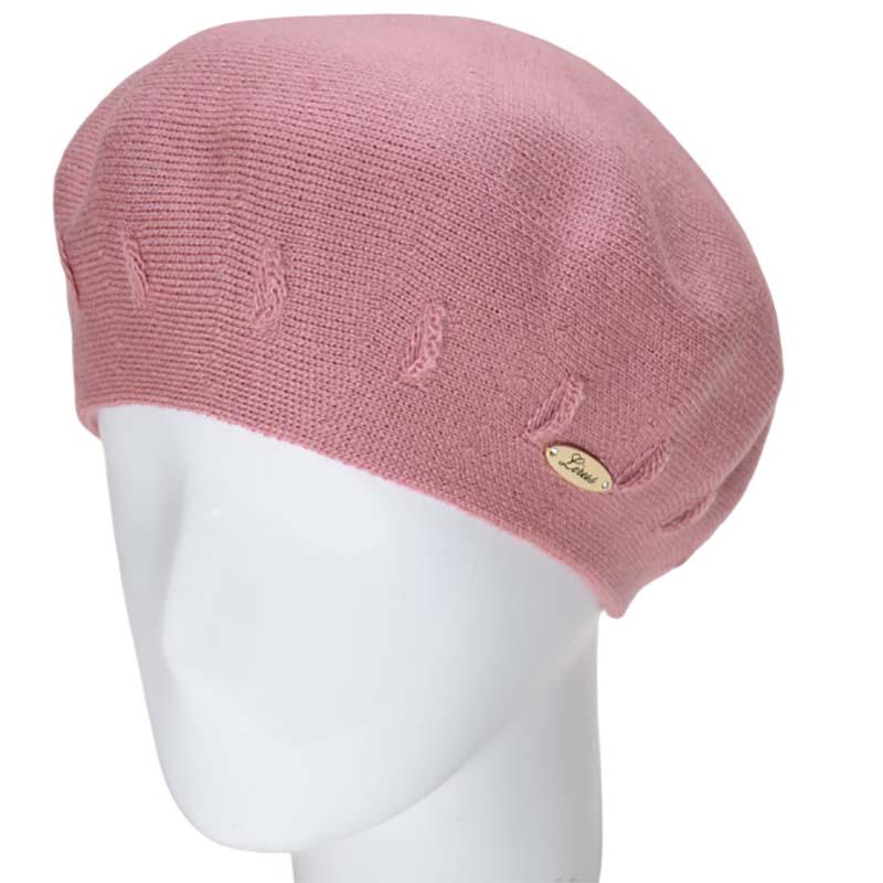 Берет женский Lirus Ели двойной тонкой вязки Светло-пудровый (119100)