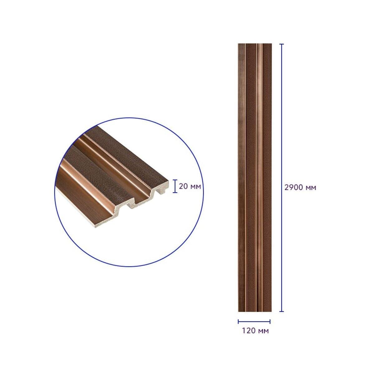 Рельс декоративный PS 2900х120х20 мм Под коричневую кожу с бронзой (SW-00002147) - фото 3 Рельс декоративный PS 2900х120х20 мм Под коричневую кожу с бронзой (SW-00002147) - фото 3