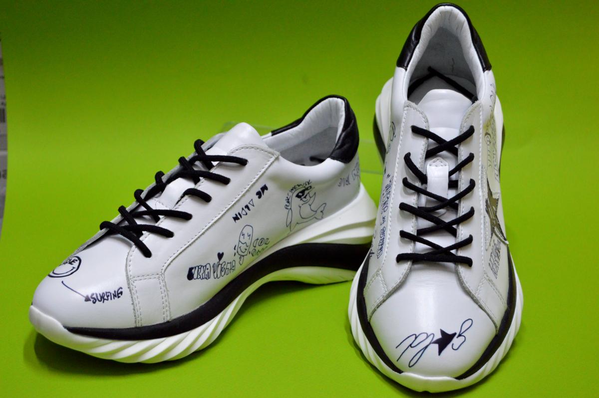 Кросівки жіночі Magza шкіряні з принтом р. 40 Білий/Чорний (94100300140)