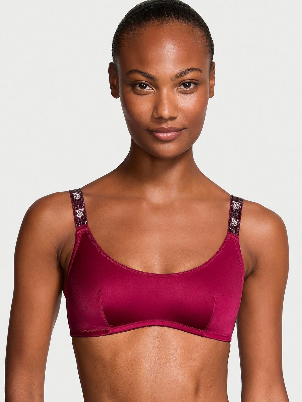 Бюстгальтер Victoria's Secret Shine Strap Scoop Bralette S Бордовый (2356771204)