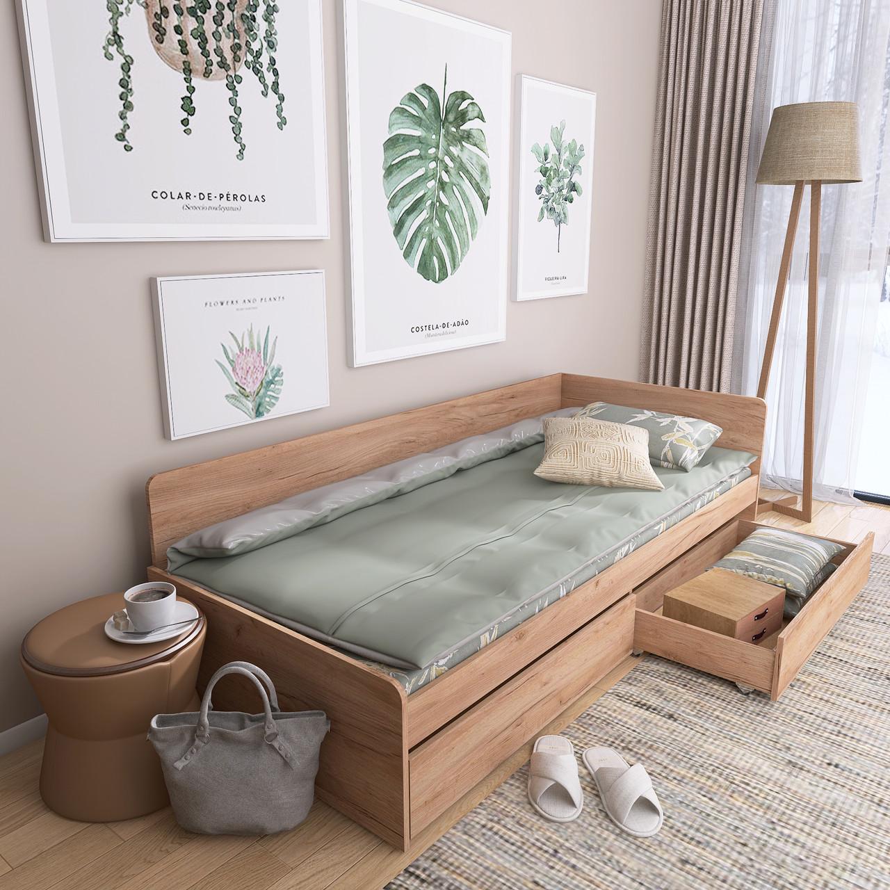 Кровать детская с ящиками Еверест 800 ЩИТ ДСП Крафт золотий (е-207478)