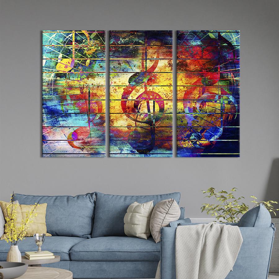 Модульная картина триптих Абстракция скрипичный ключ 128x81 см (510-31)