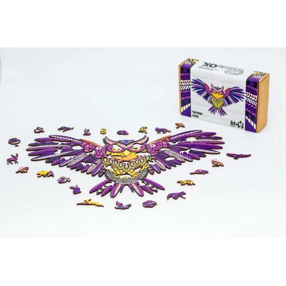 Пазл фігурний дерев'яний "Чарівна Сова" A4 69 деталей (PuzA4-00709) - фото 2 Пазл фігурний дерев'яний "Чарівна Сова" A4 69 деталей (PuzA4-00709) - фото 2