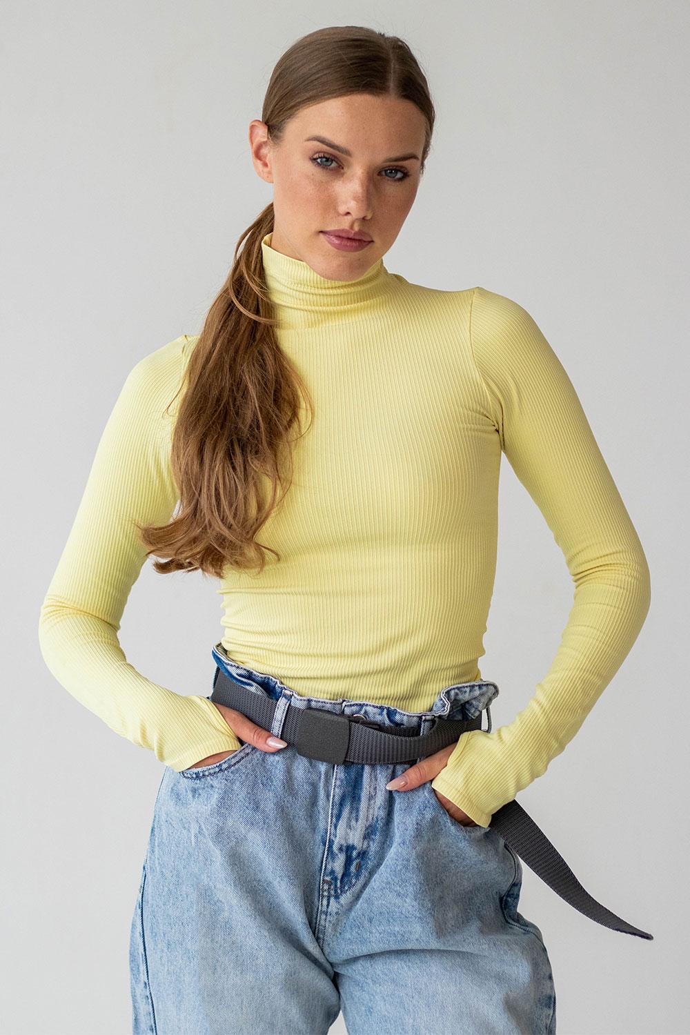 Водолазка жіноча Giulia FLEX LONGSLEEVE POWER в рубчик XXS/XS Yellow-lemon grass
