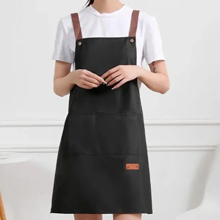 Фартук для кухни женский из водонепроницаемого материала Черный (D00637-1) Фартук для кухни женский из водонепроницаемого материала Черный (D00637-1)