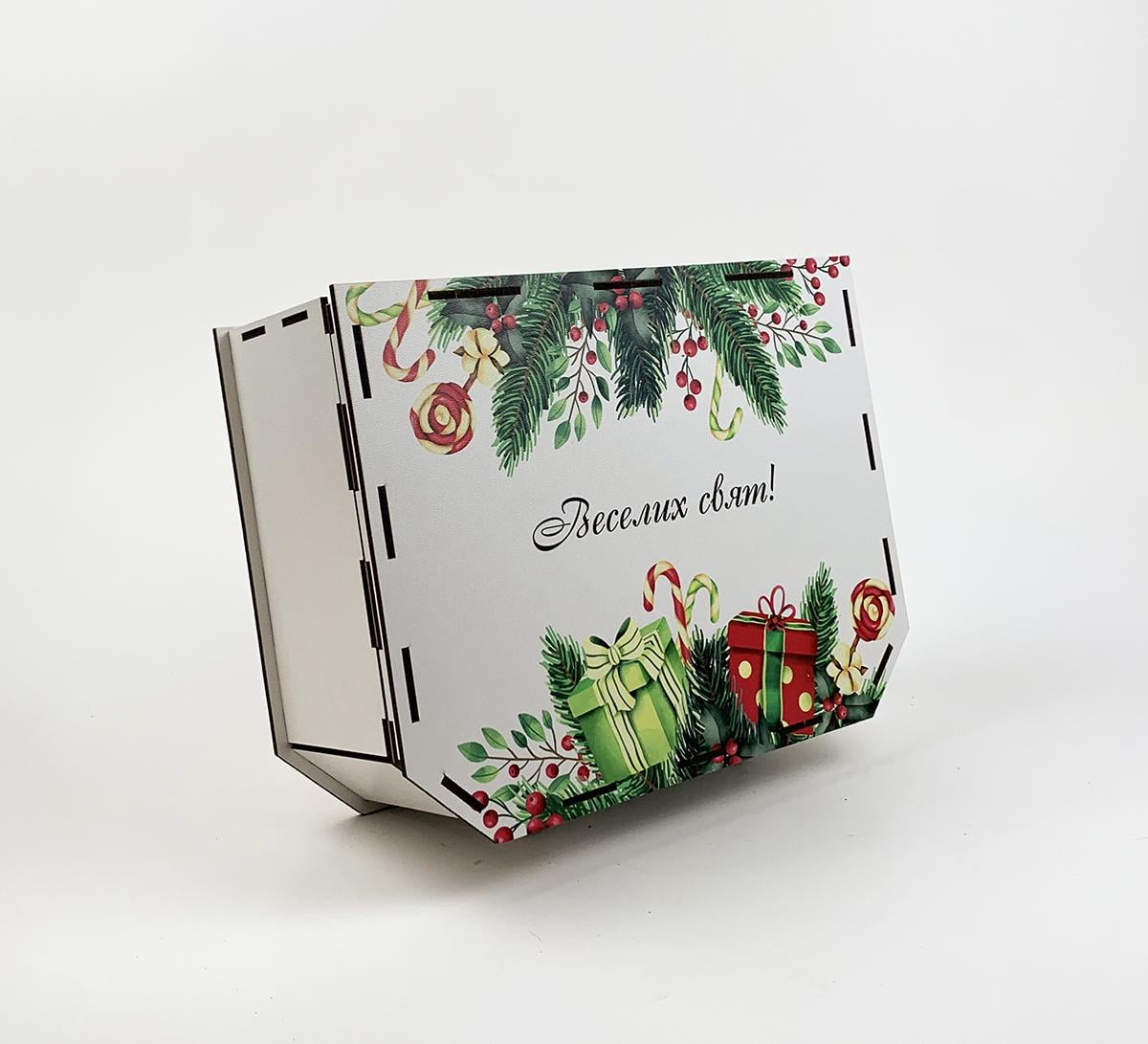 Скринька "Веселих свят" середня Білий (5577)