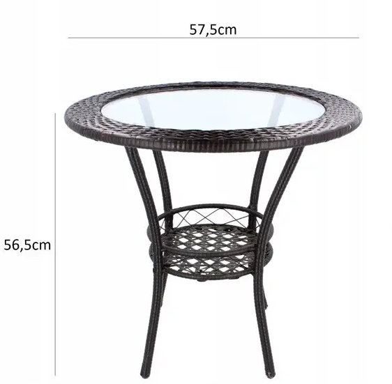 Стол садовый Gardenline F160 круглый стеклянный 60 см Черный (AN-GDN160B) - фото 2