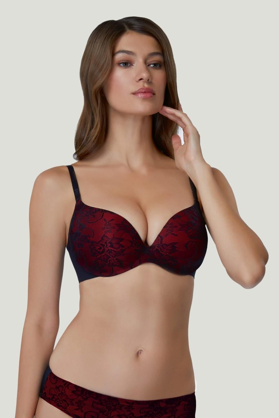 Бюстгальтер push-up Marc&Andre 70C Черно-красный (65628)
