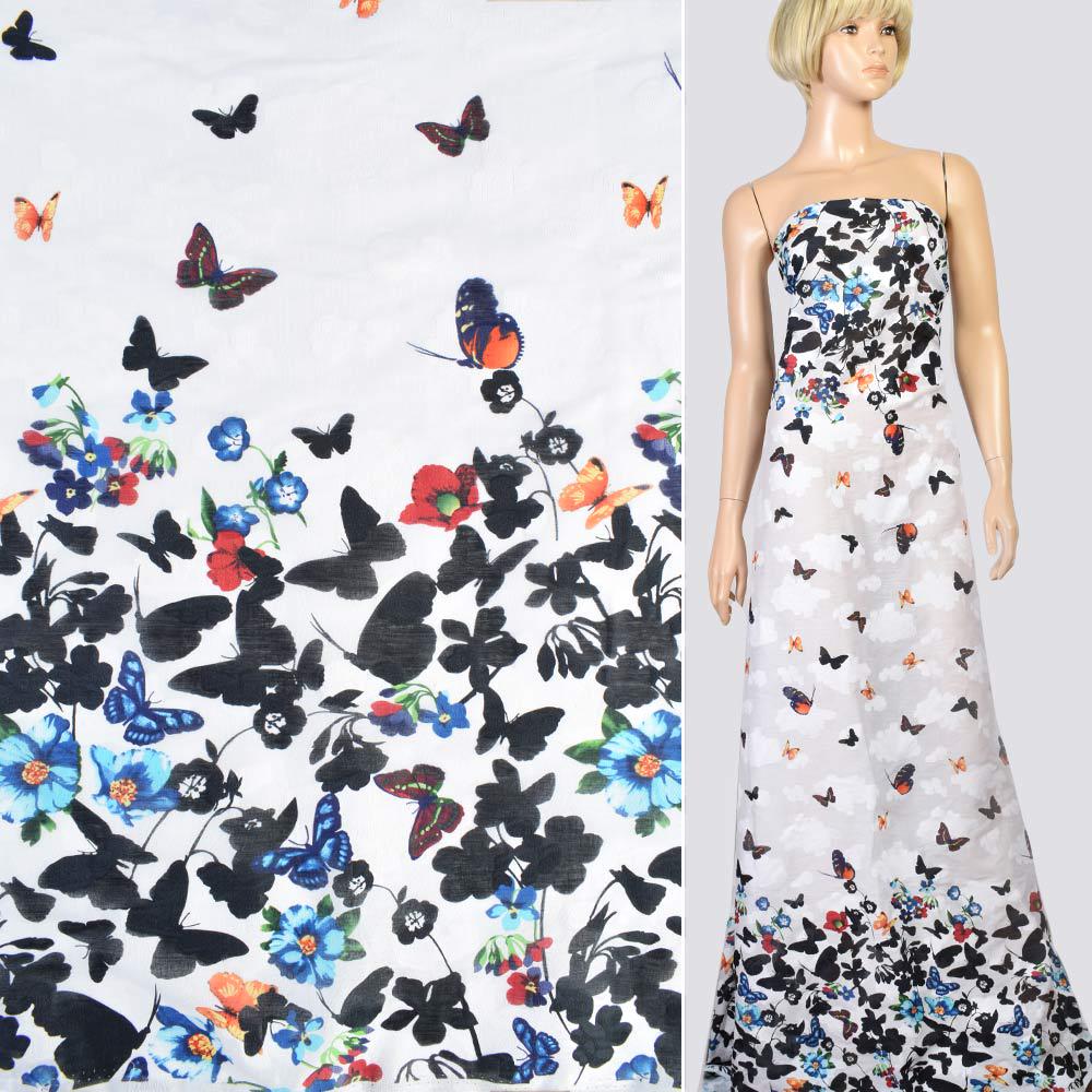 Ткань коттон жаккард в цветы ширина 147 см Белый (11837.001) - фото 3 Ткань коттон жаккард в цветы ширина 147 см Белый (11837.001) - фото 3