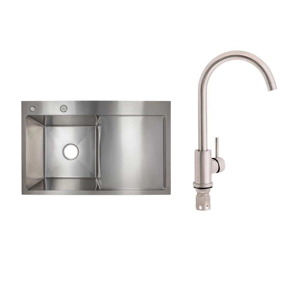 Мойка для кухни Lidz 7849R интегрированная крыло справа Brushed Steel/Lidz смеситель для кухни