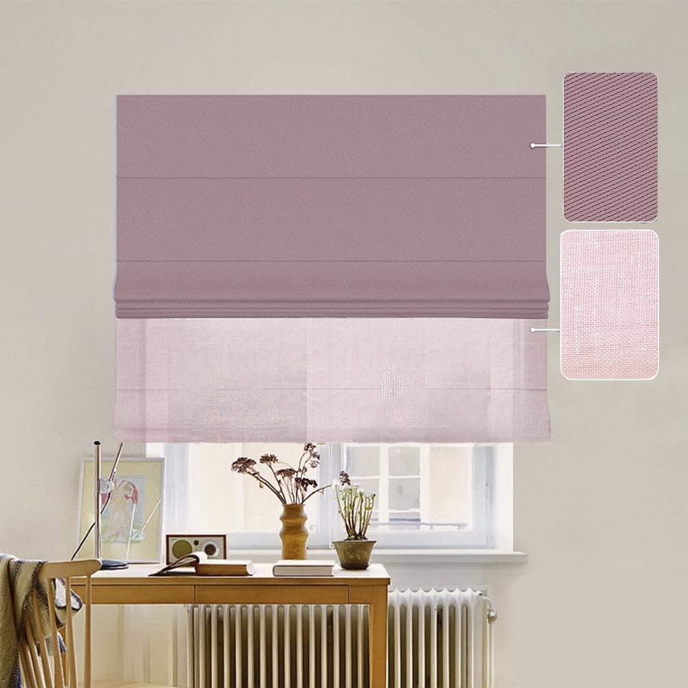 Римська штора подвійна День-Ніч ТВІН Classic InHt Perfect 12 блекаут та тюль Натурель 170х170 см Пудровий/Рожевий