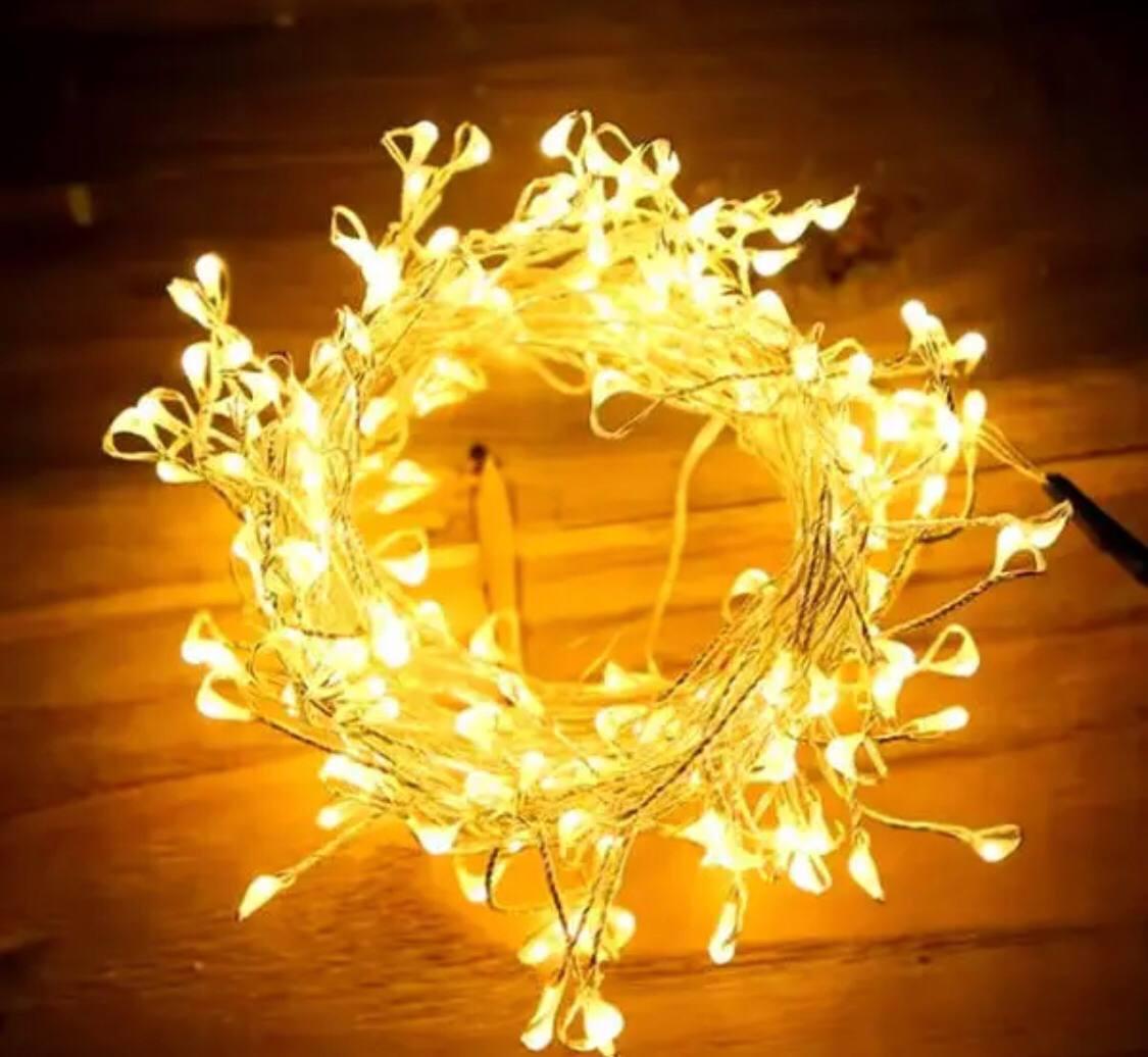 Гірлянда Роса срібний дріт USB з пультом д/в тепле світло 20 м 200 діодів - фото 3