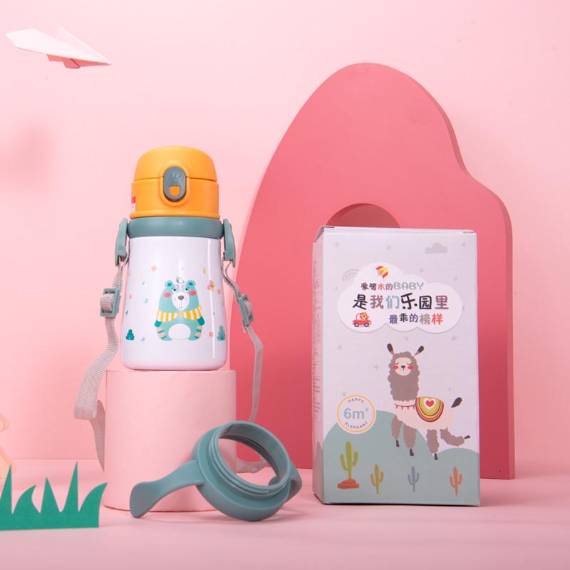 Детский термос с трубочкой ручками и ремешком 360 мл Серый (LJC-617) - фото 3 Детский термос с трубочкой ручками и ремешком 360 мл Серый (LJC-617) - фото 3